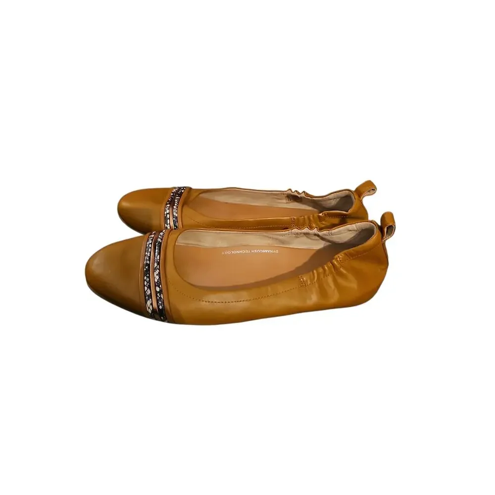FITFLOP Ladies leather brown ALLEGRO Flat Slip-On DYNAMICUSH Ballet Flats sz 10